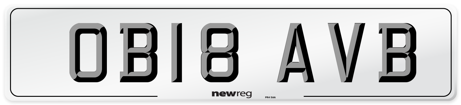 OB18 AVB Number Plate from New Reg